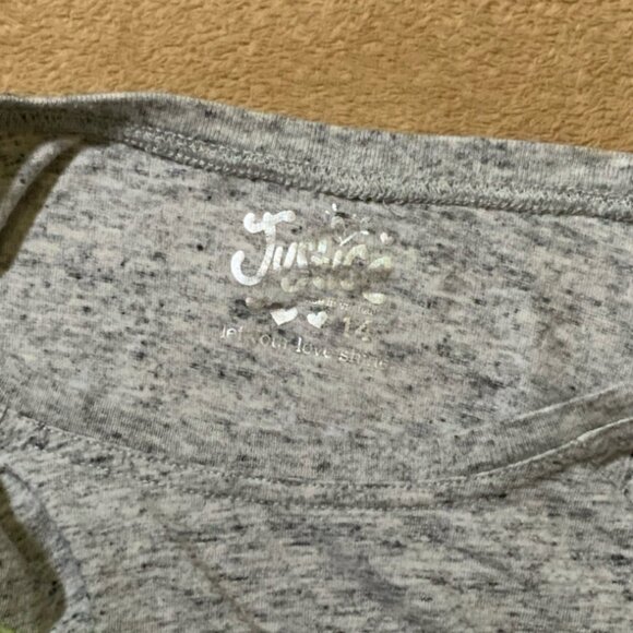 Justice Girls Sz 14‎ Heather Gray Half Sleeve Neon Yellow Black Goal Getter (E) - Picture 6 of 7